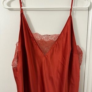 Dynamite red orange satin tank